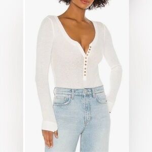 Free People Bodysuit in Ivory Size Small